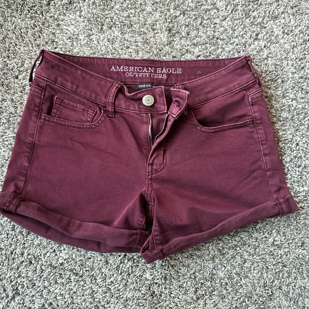 American Eagle Outfitters Women's Burgundy Jean Shorts